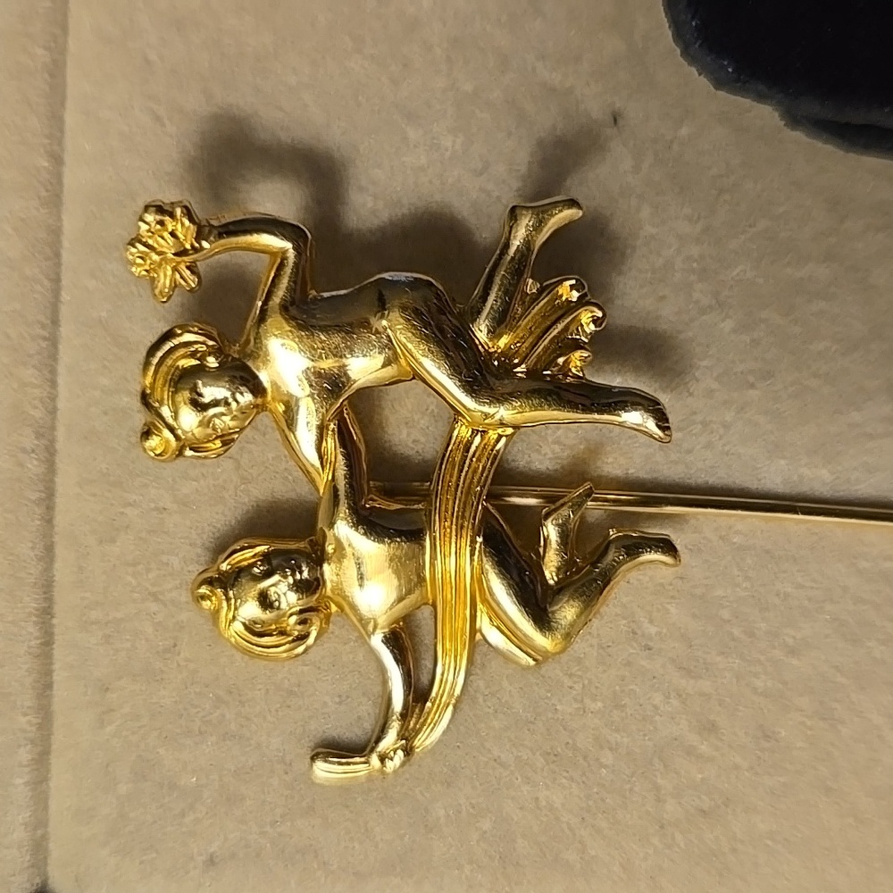 Vintage Van Dell 12KT Gold Filled Gemini Pin